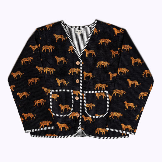 handgefertigte Baumwolljacke "black Leopard"