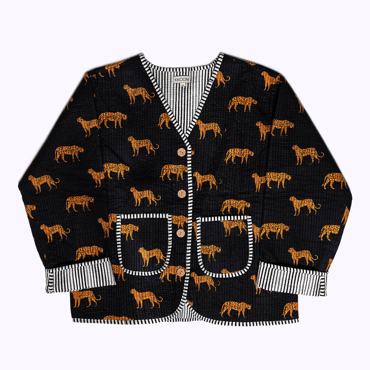 handgefertigte Baumwolljacke "black Leopard"