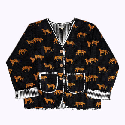 handgefertigte Baumwolljacke "black Leopard"