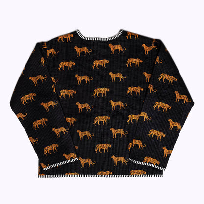 handgefertigte Baumwolljacke "black Leopard"