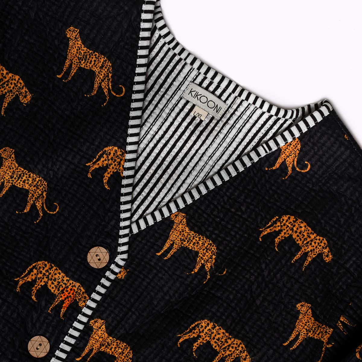 handgefertigte Baumwolljacke "black Leopard"