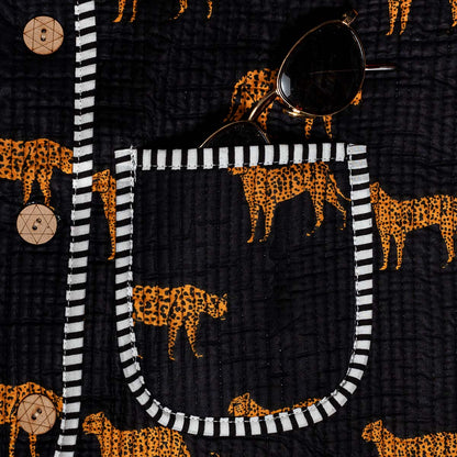 handgefertigte Baumwolljacke "black Leopard"