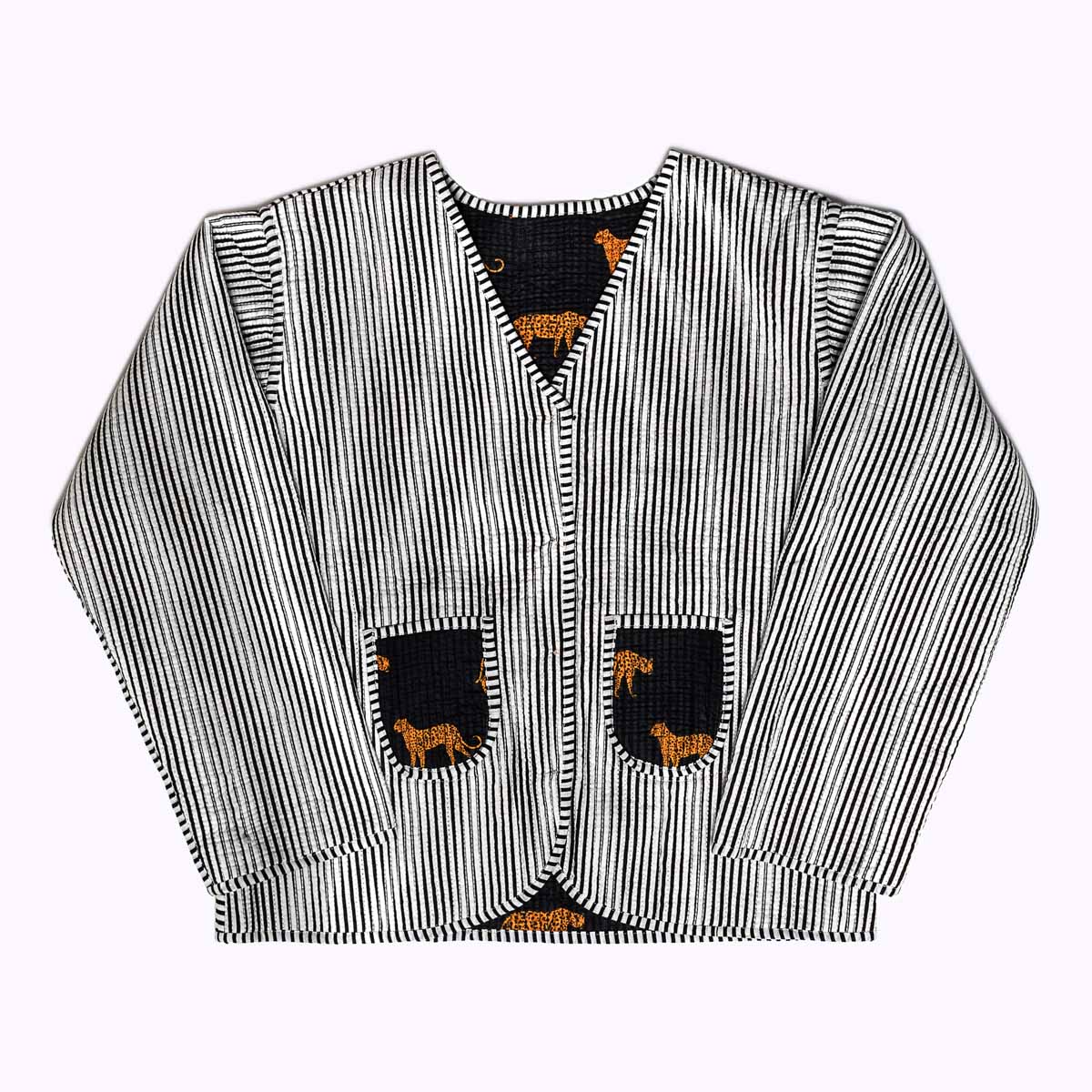 handgefertigte Baumwolljacke "black Leopard"