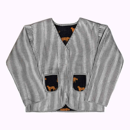 handgefertigte Baumwolljacke "black Leopard"