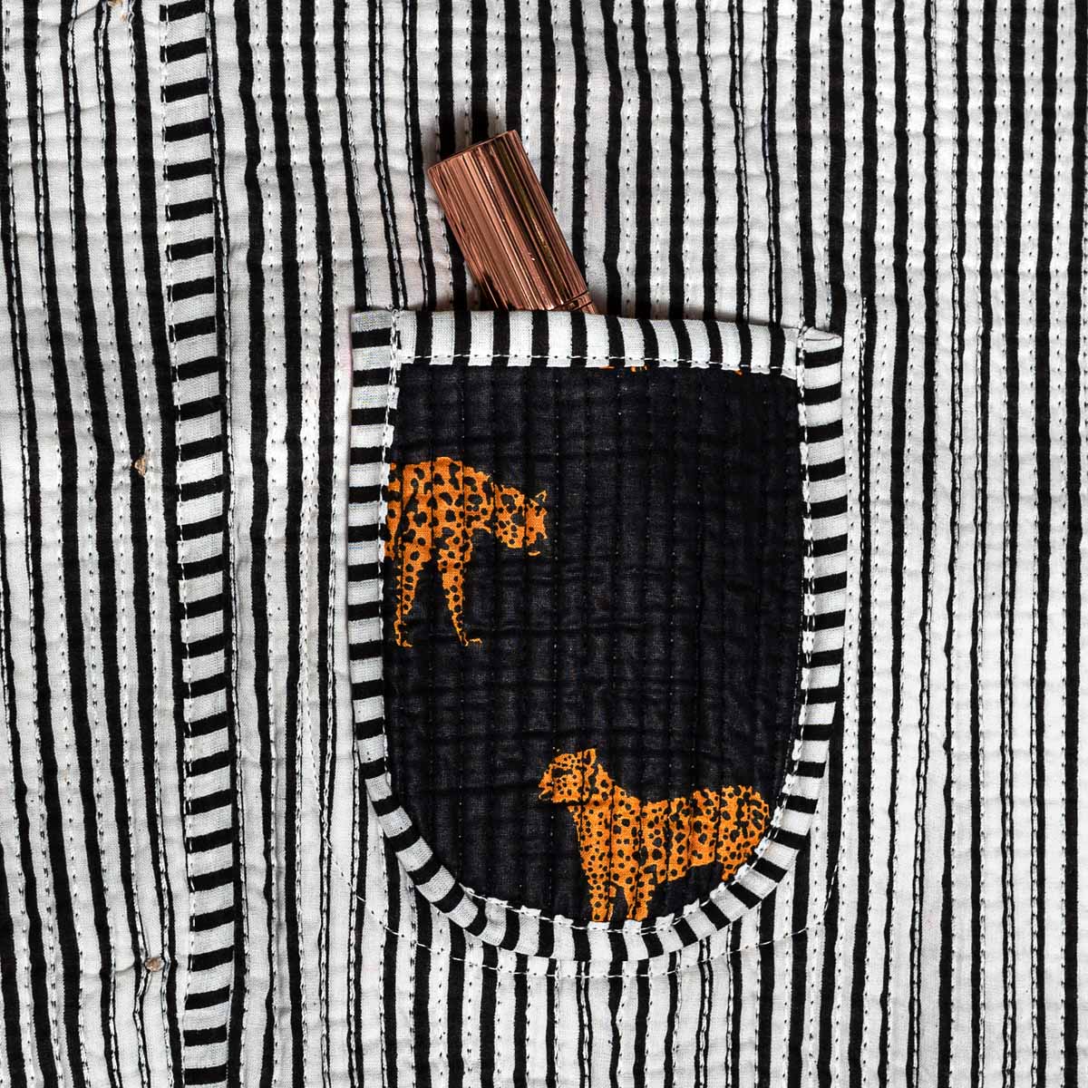 handgefertigte Baumwolljacke "black Leopard"