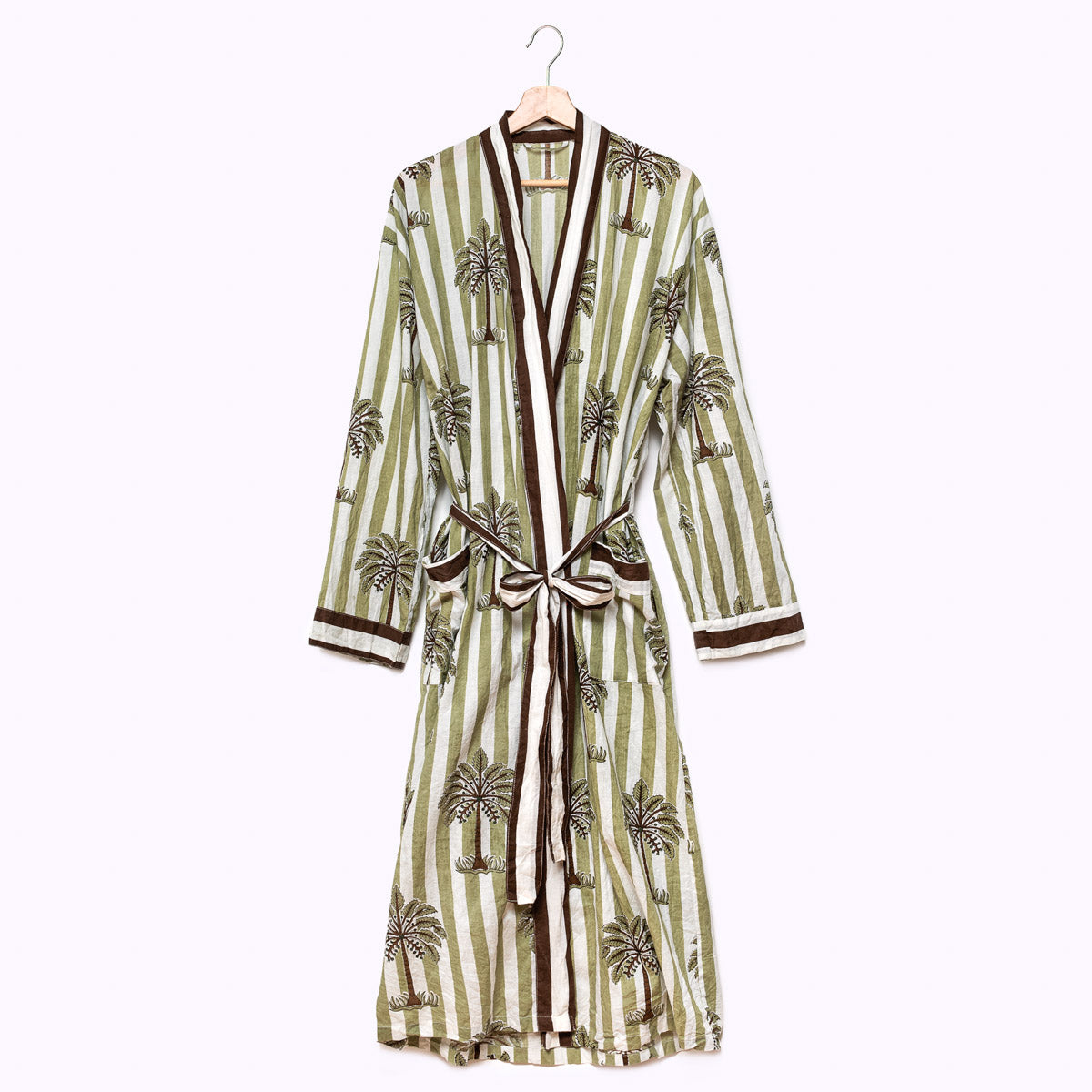 Leichter Baumwoll Kimono "Olive Oasis"