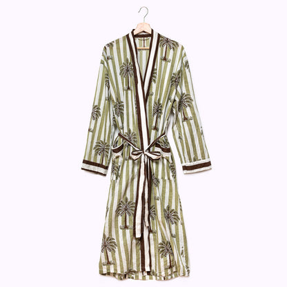 Leichter Baumwoll Kimono "Olive Oasis"