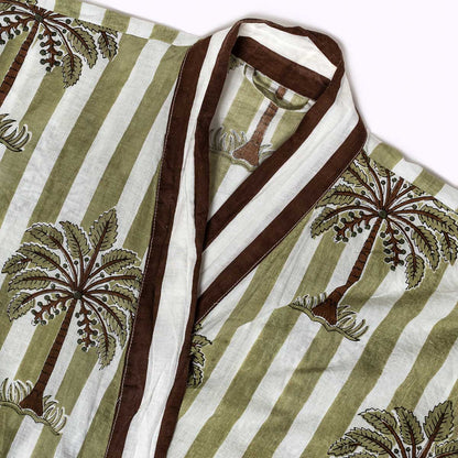 Leichter Baumwoll Kimono "Olive Oasis"