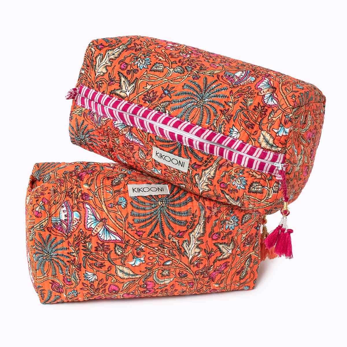handmade cosmetic bag "orange palm"