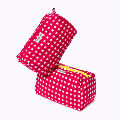 Kosmetiktasche "Happy Checks" pink