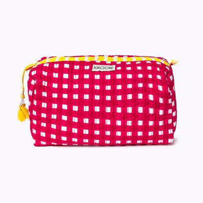 Kosmetiktasche "Happy Checks" pink