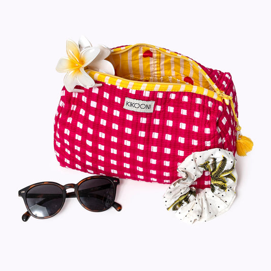 Kosmetiktasche "Happy Checks" pink