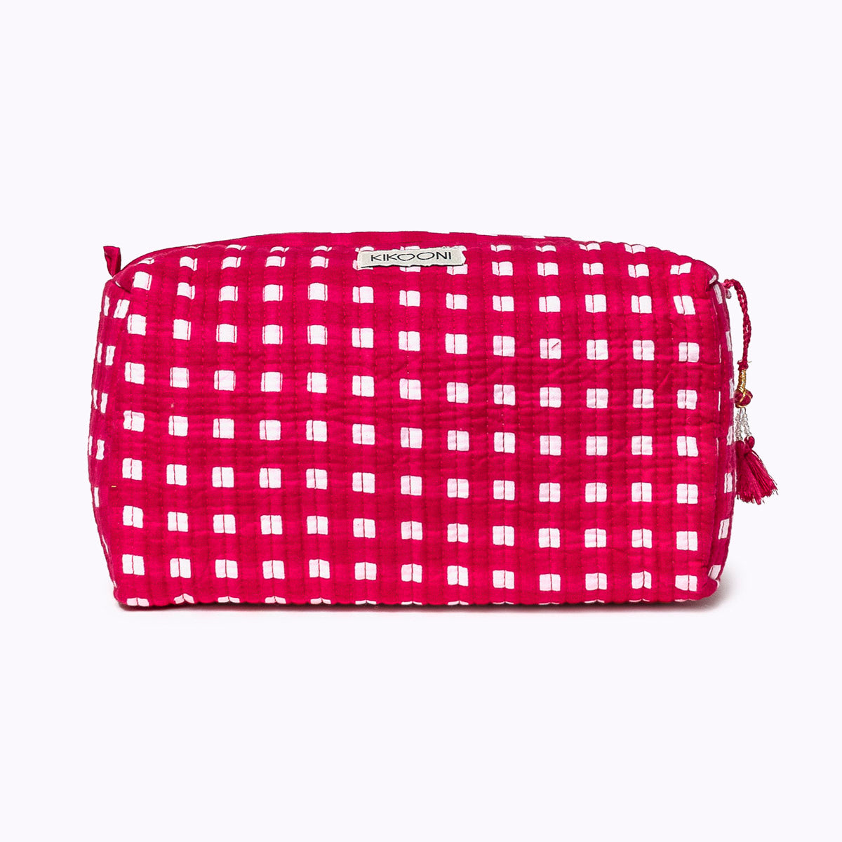 "Happy Checks" cosmetic bag pink