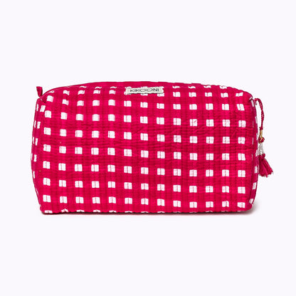 Kosmetiktasche "Happy Checks" pink