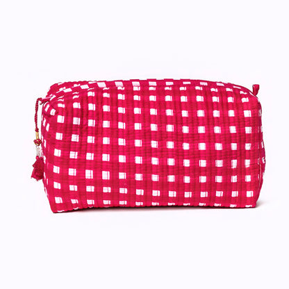 Kosmetiktasche "Happy Checks" pink