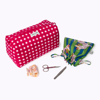 Kosmetiktasche "Happy Checks" pink