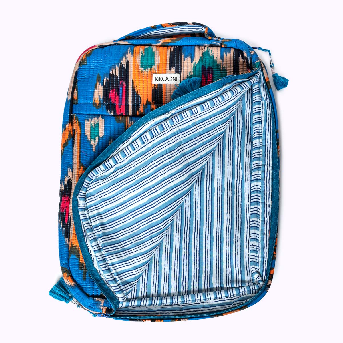 Handgemachte Laptoptasche "Blue Ikat"