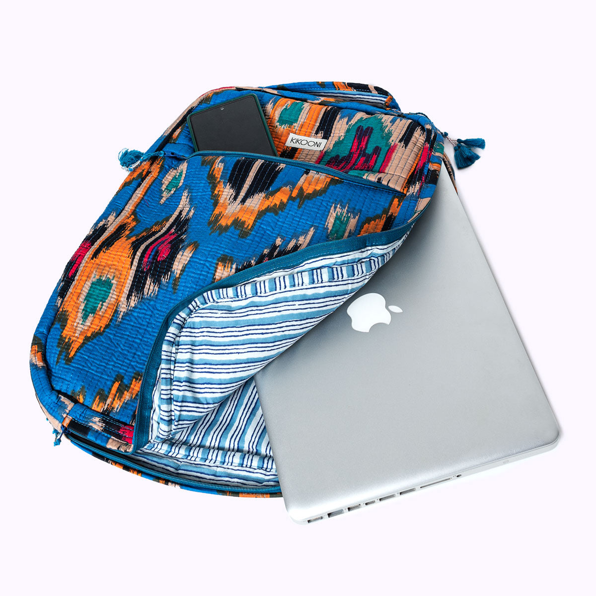 Handgemachte Laptoptasche "Blue Ikat"