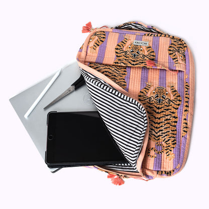 Handgemachte Laptoptasche "Poppy Tiger Peach"