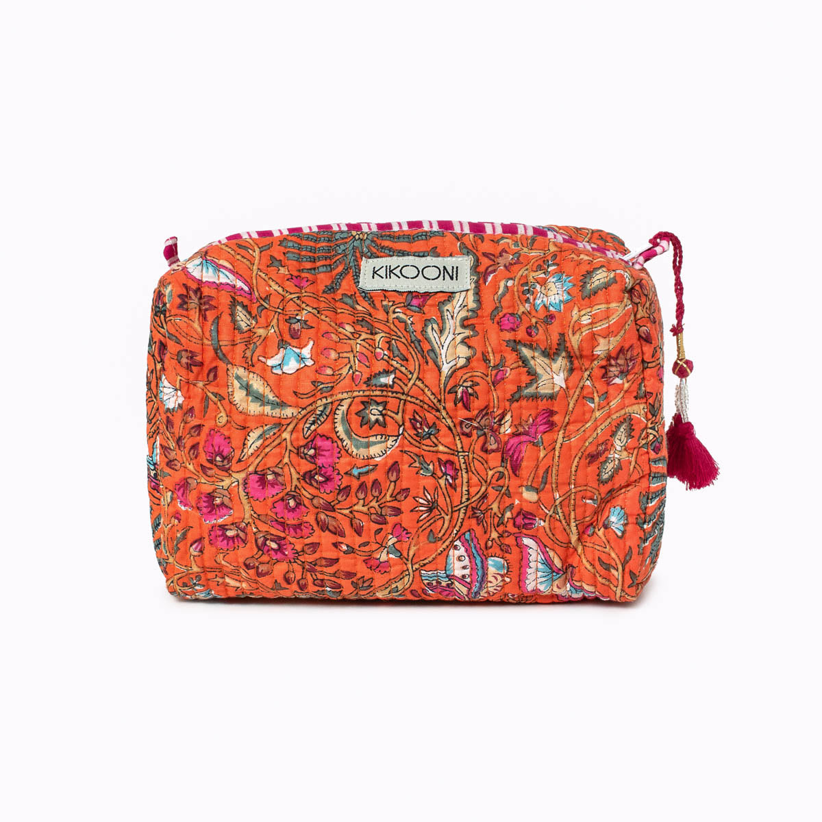 kleine Kosmetiktasche "Orange Palm" - authentisches Handwerk