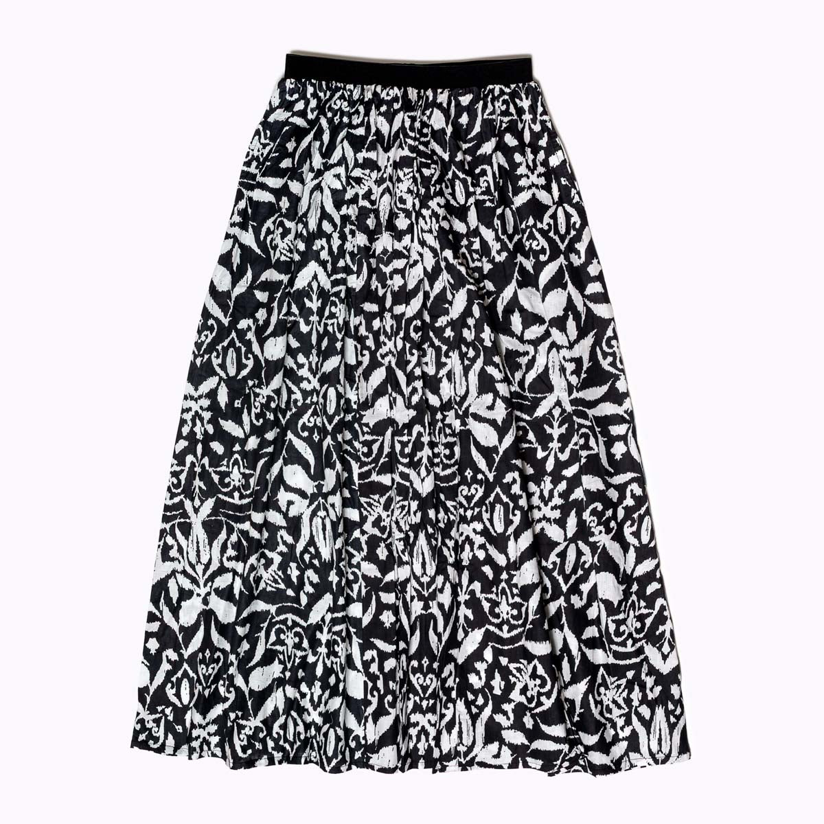 Langer Maxi Rock "Black Flower" - natürliche Materialien