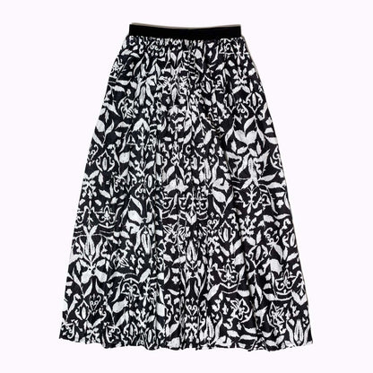 Langer Maxi Rock "Black Flower" - natürliche Materialien