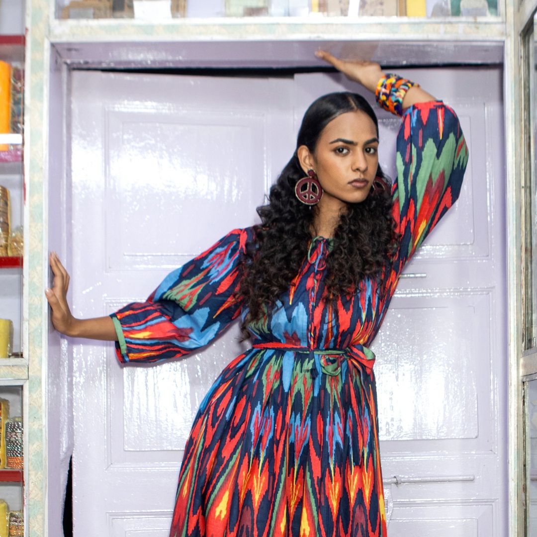 Muse Dress "Dark Ikat"