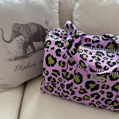 handmade cotton bag "Oh Leo - cosmic lilac"