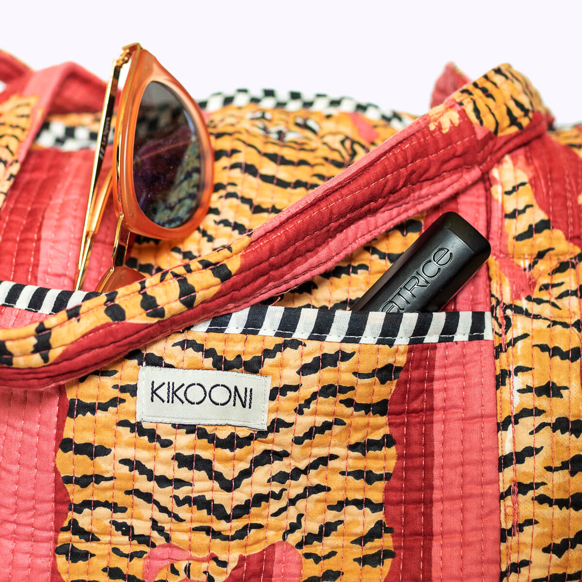 Handmade cotton bag "Poppy Tiger Red"