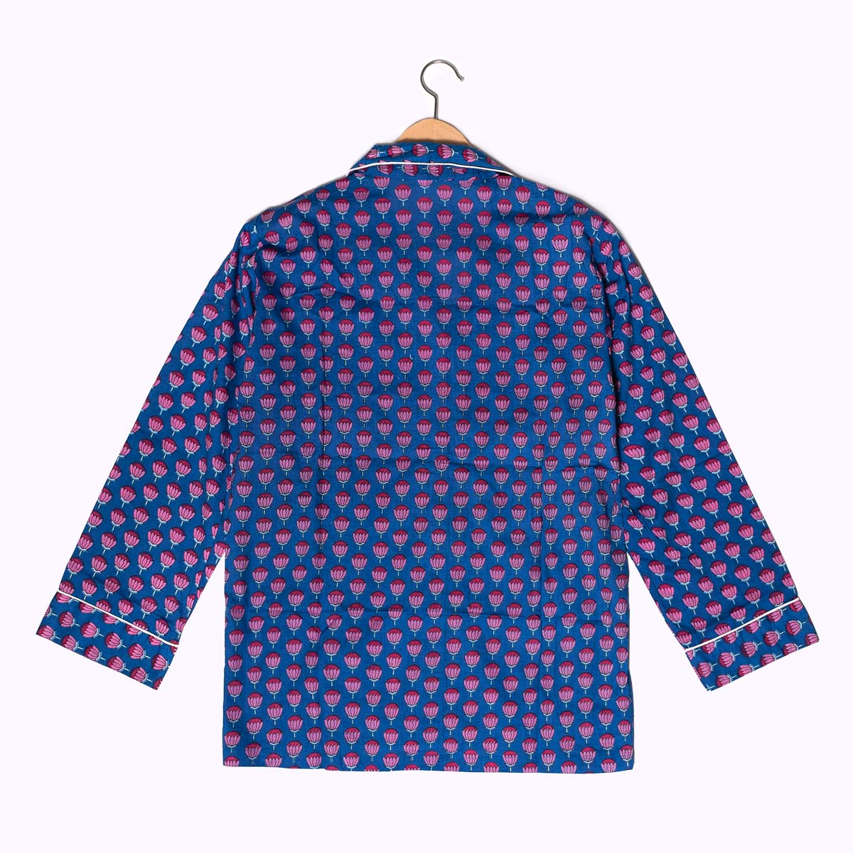 handbedruckter Baumwoll Pyjama "Indigo Bloom"