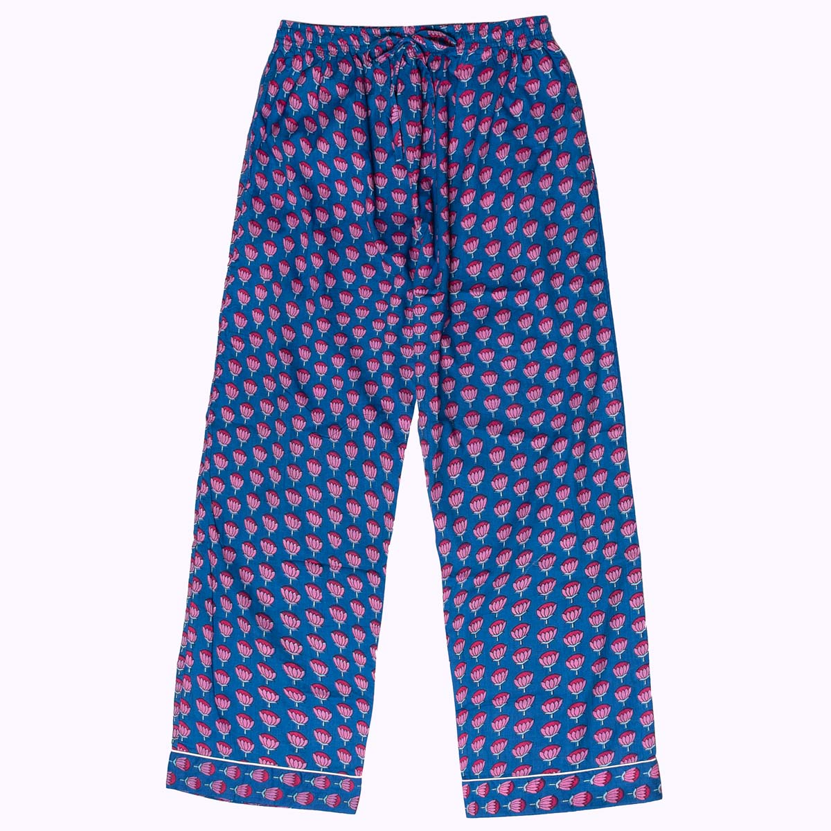 handbedruckter Baumwoll Pyjama "Indigo Bloom"