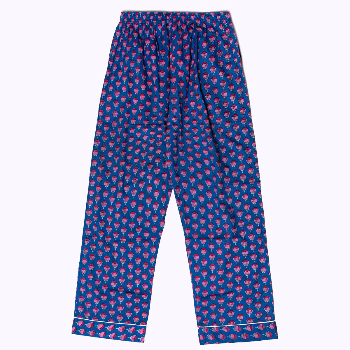 handbedruckter Baumwoll Pyjama "Indigo Bloom"