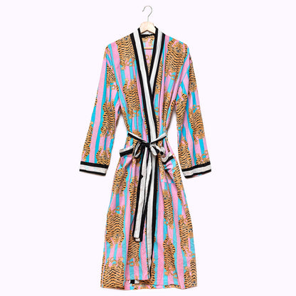 Leichter Baumwoll Kimono "Poppy Tiger Bubblegum"