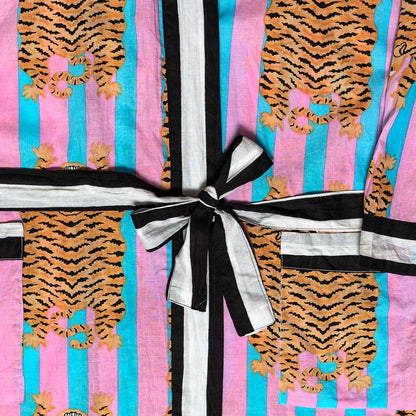Leichter Baumwoll Kimono "Poppy Tiger Bubblegum"