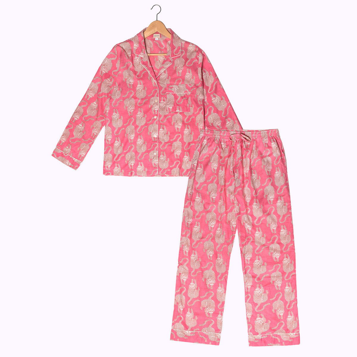 handbedruckter Baumwoll Pyjama "Blush Tiger"