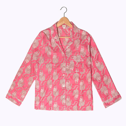 handbedruckter Baumwoll Pyjama "Blush Tiger"