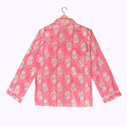 handbedruckter Baumwoll Pyjama "Blush Tiger"