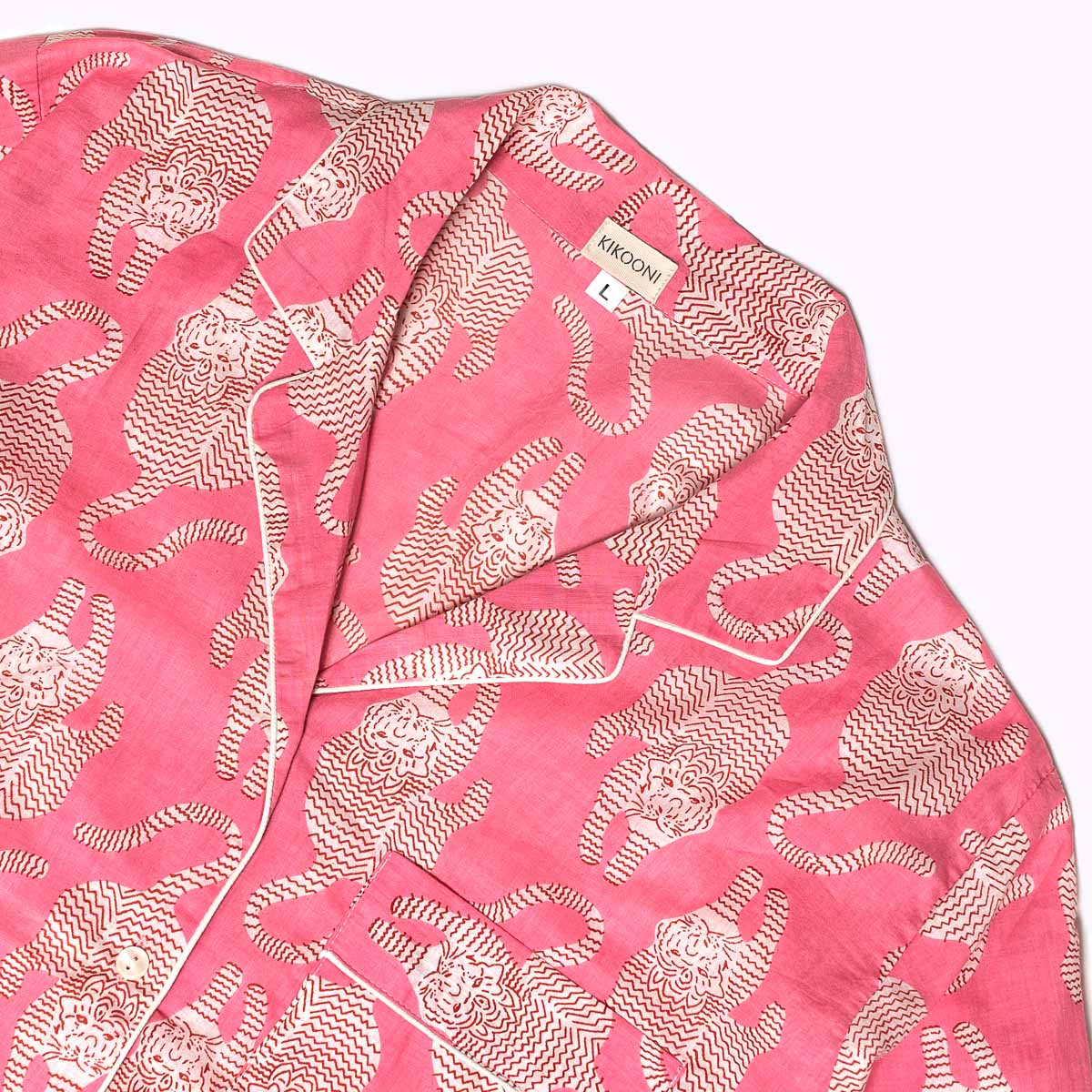handbedruckter Baumwoll Pyjama "Blush Tiger"