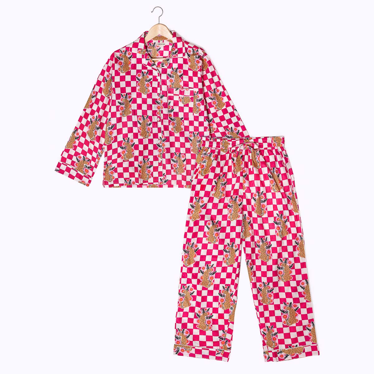 handbedruckter Baumwoll "WILD CHECK pink"