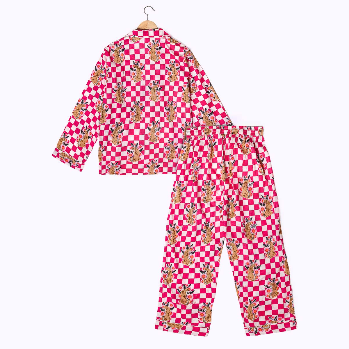 handbedruckter Baumwoll "WILD CHECK pink"