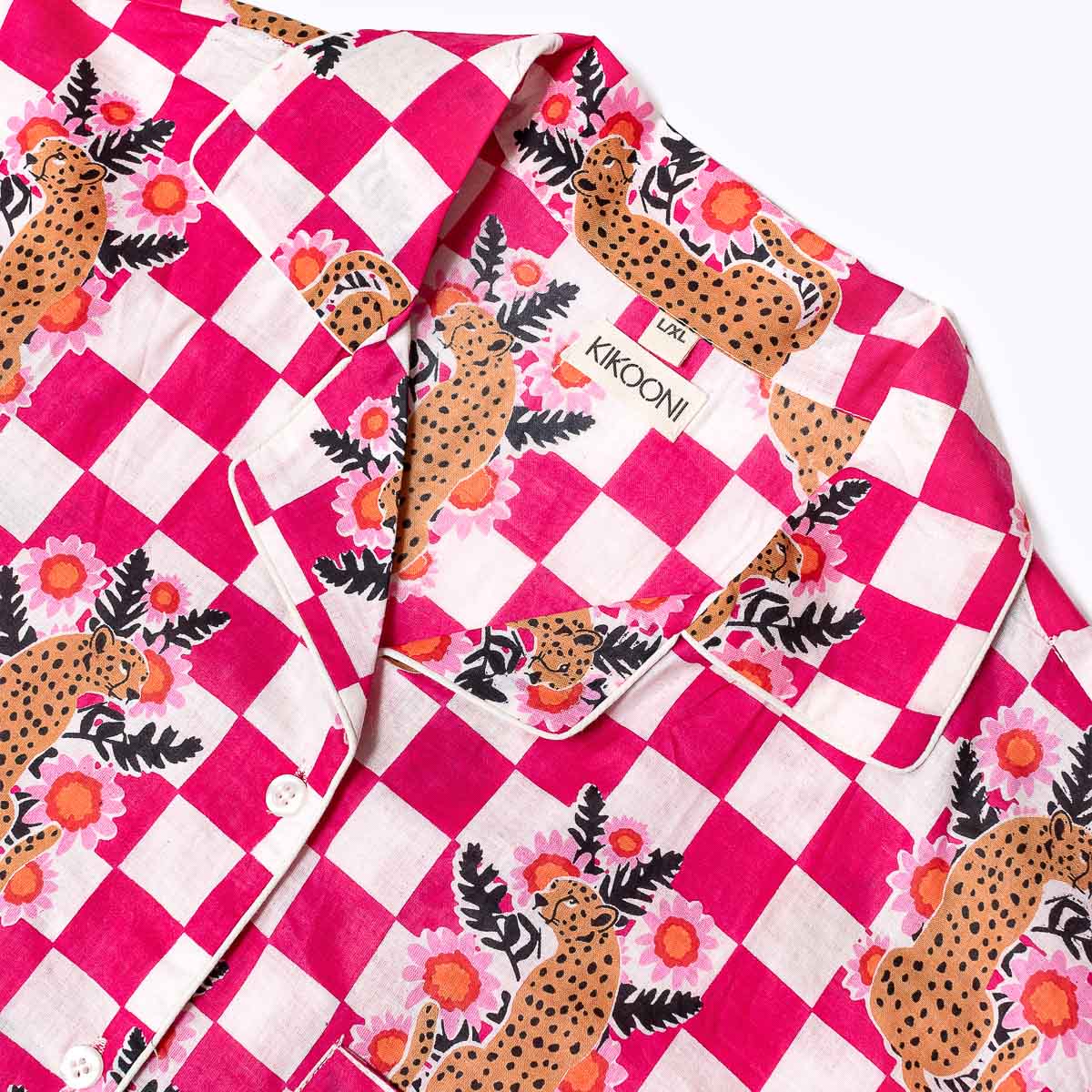 handbedruckter Baumwoll "WILD CHECK pink"