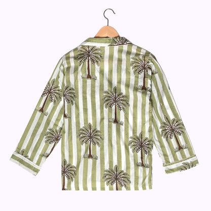 handbedruckter Baumwoll Pyjama "Olive Oasis"