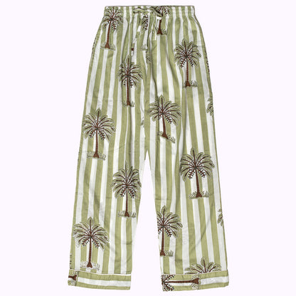 handbedruckter Baumwoll Pyjama "Olive Oasis"