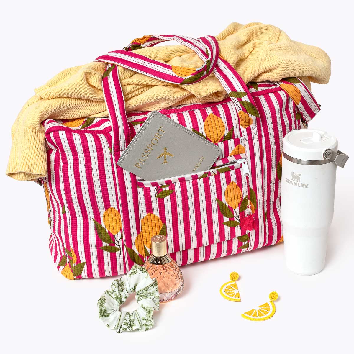 Große Reisetasche "Twisted Lemon pink "