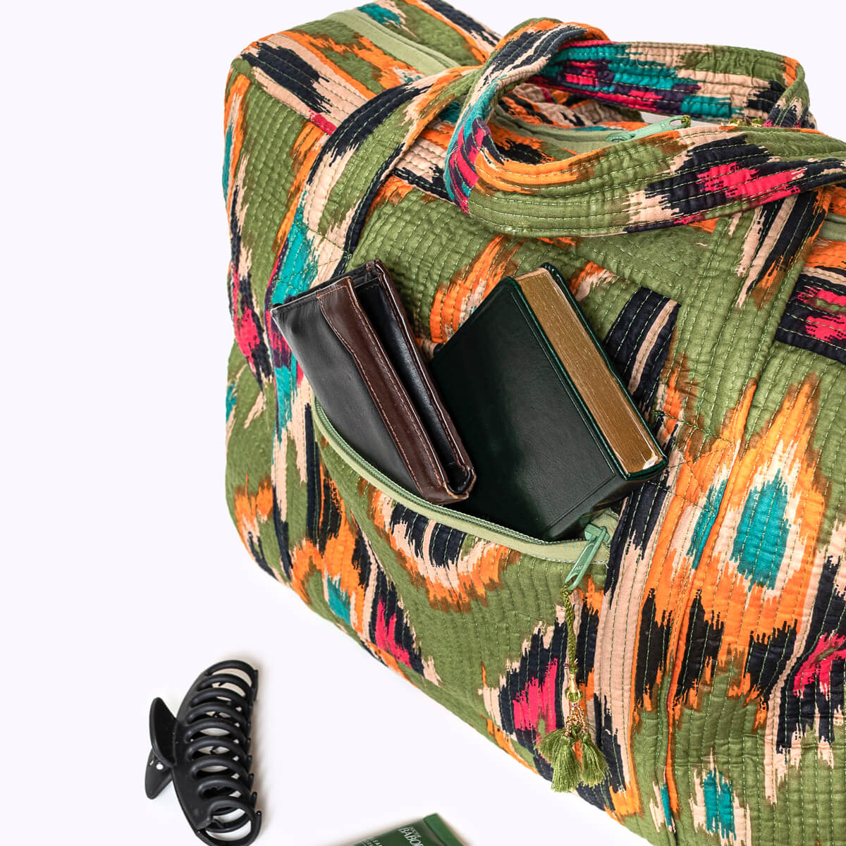 Große Reisetasche "GREEN IKAT"
