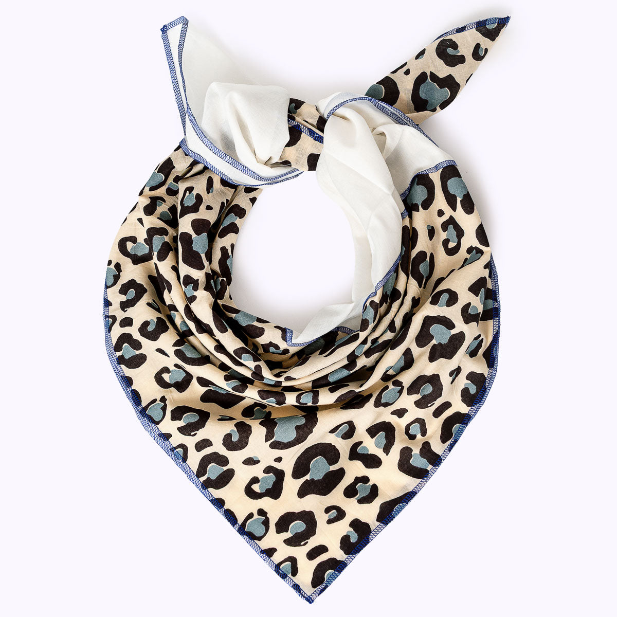 Statement Scarf 90  "Blue Leo and White"