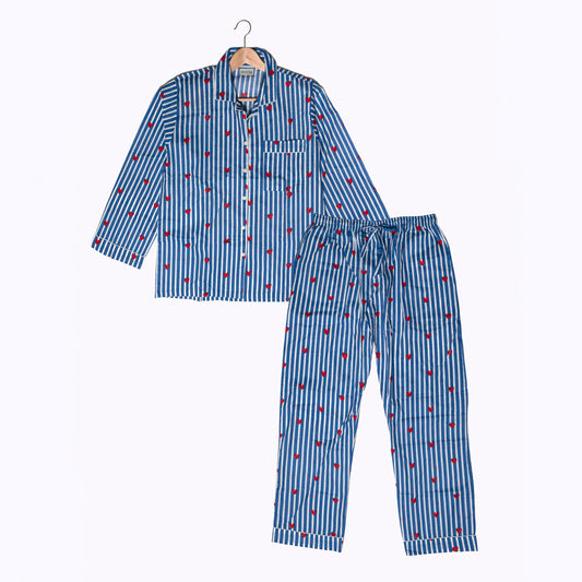 Baumwoll Pyjama "LOVE EDITION" blue