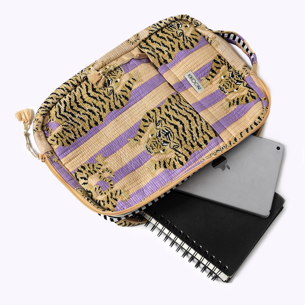 14 Zoll - kleine Handgemachte Laptoptasche "Poppy Tiger Peach"