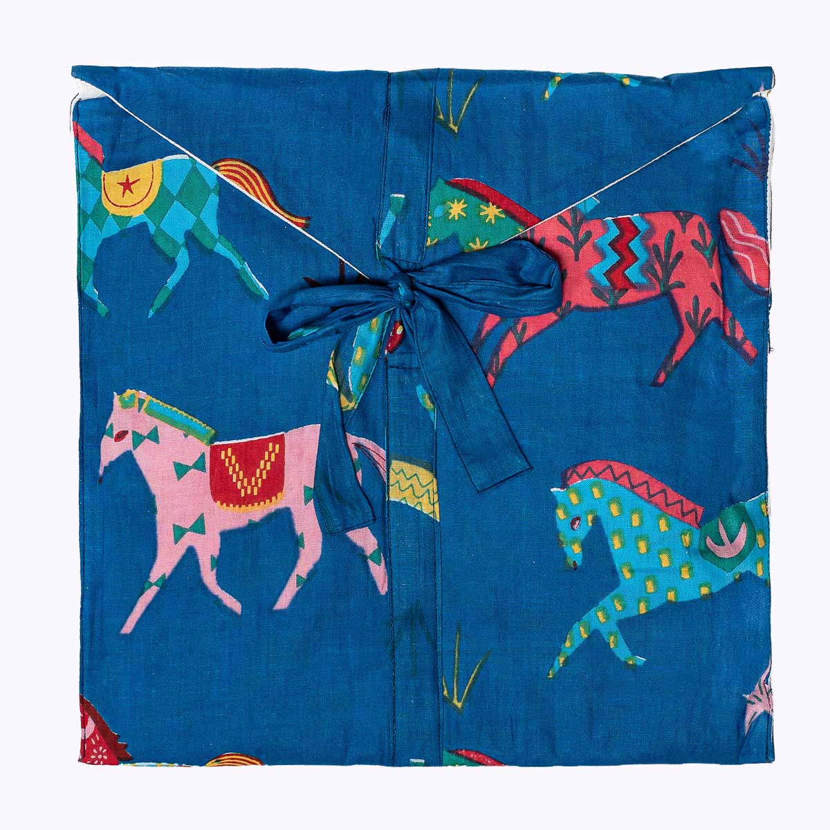 handbedruckter Baumwoll "Wild Horses - blue"