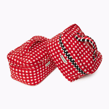 Große Kosmetiktasche  BIG BEAUTY "CHECKS" red